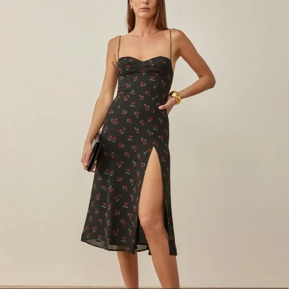 madison beer black dress All Over Cherry Embroidered Dress – MONSE main image 0